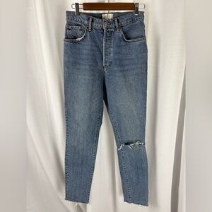 Free People Jeans Womens 29 Blue We The Free Button-Fly Denim Straight Leg 621‎